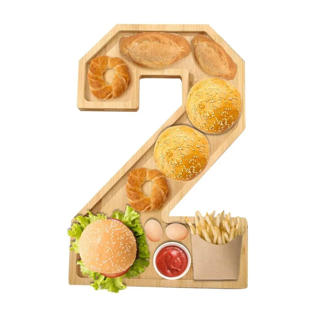 Wooden Bamboo Number 25 Charcuterie Boards Serving Trays Snack Platters 12